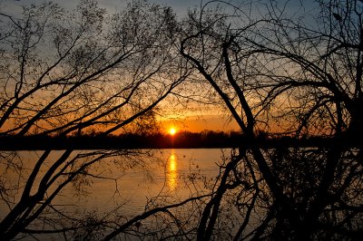 Wisla River Sunset Well Framed