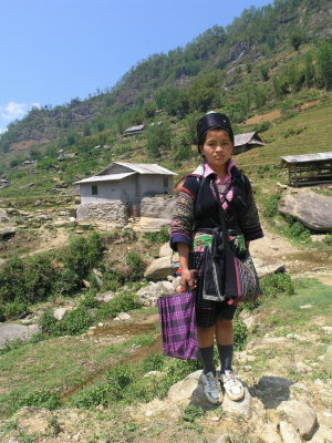 Ging in front of her house where she stays during the day