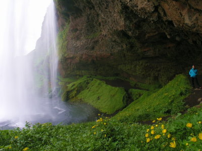 Marianne behind Seljalandsfoss