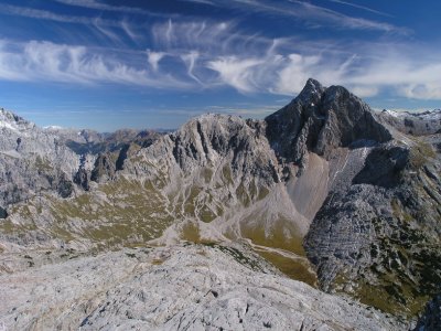 Blick vom Gipfel des Seehorns (2.321m) zum gr. Hundstod