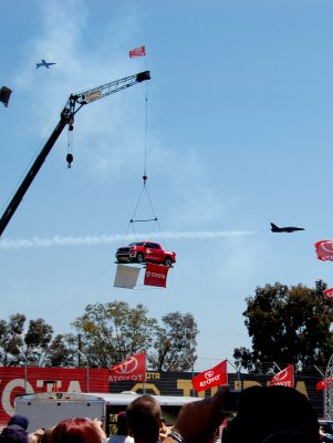 suspended Toyota with 2x fighters (1x inverted)