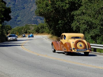 Road rally of vintage Bugattis
