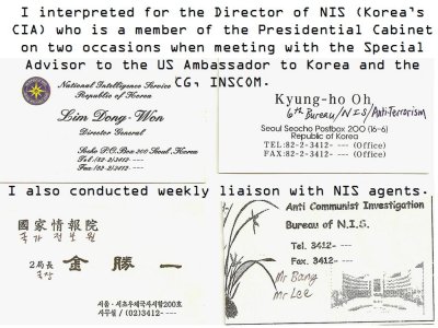 Interpreted for Director of NIS - Korean CIA