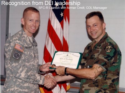 DLI Commander thanking interviewer, writer and archivist for DLI's accreditation subcommittee