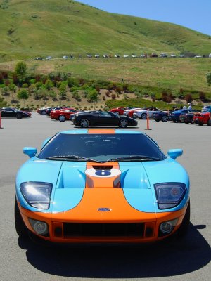 Gulf livery Ford GT with Ferrari gathering