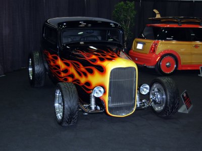 32 Ford hot rod with flames