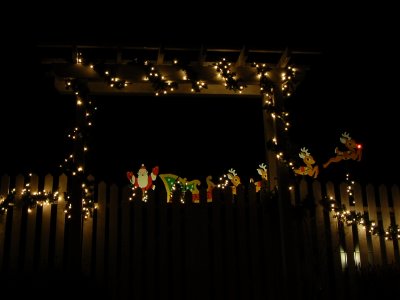 Santa's sleigh on Candy Cane Lane Pacific Grove, CA
