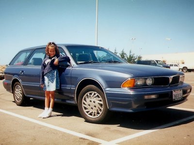 Daughter with family wagon in 1995 - '93 Mitsubishi Diamante