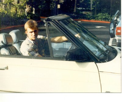 Dave in a rental convertible - '87 Renault Alliance