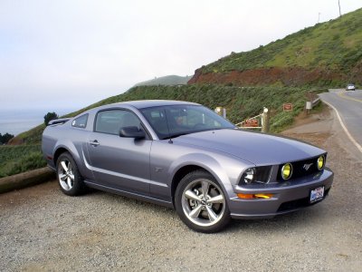 Tungsten Grey Mustang GT near Golden Gate Bridge