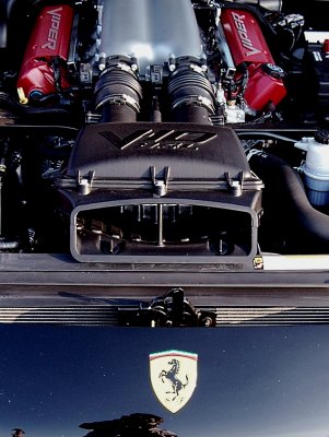 Ferrari badge on 8.4 liter V10 Viper