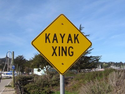 Kayak crossing in Monterey, CA