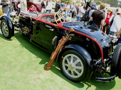 Bugatti with golf clubs