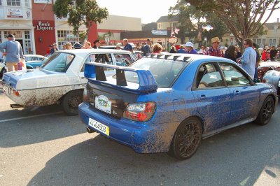 Rally prepped 2nd gen Subaru WRX  & old school Mercedes