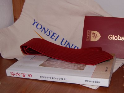 Yonsei University textbook & Korea University necktie