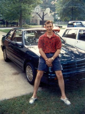 Dave with 92 Dodge Shadow at Dad's in Wilson NC