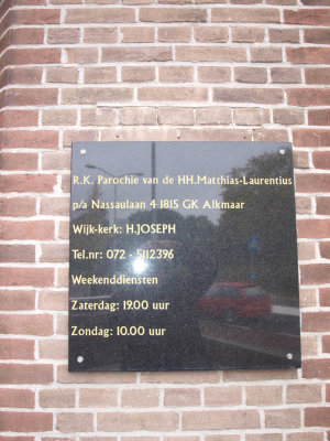 Alkmaar, RK h Josephkerk bord, 2008.jpg