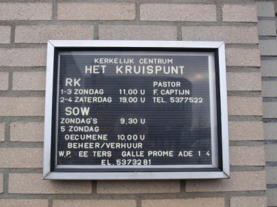 Velserbroek, kerk centrum Het Kruispunt bord, 2009.jpg