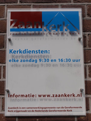 Zaandam, Ned geref kerk (en geref vrijgem) bord, 2009.jpg