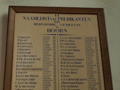 Hoorn, PKN Noorderkerk predikantenbord 5, 2009.jpg
