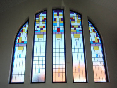 Muiden, Singelkerk, oude geref kerk raam, 2008