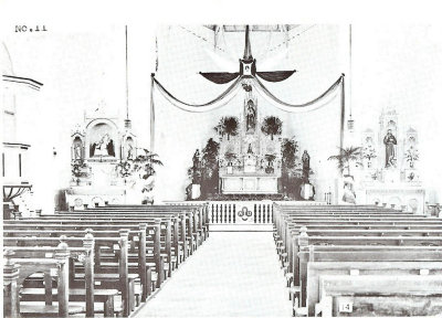 Aruba, RK st Franciscuskerk (oude) interieur, circa 1910