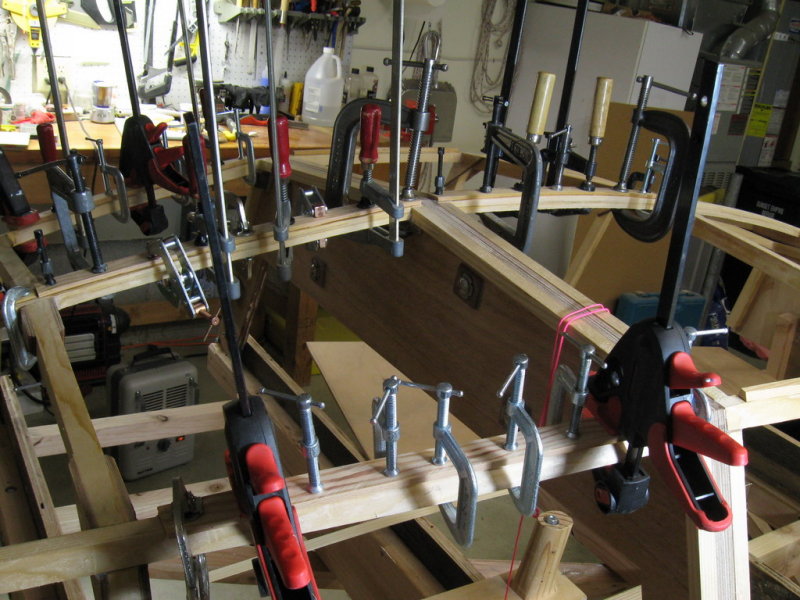 Reason:  should have sprung the stringers through the double frame; wood being added.