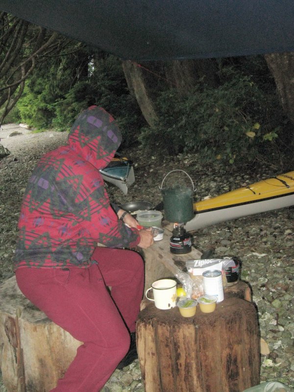 The maroon phantom cooks up Mexican Chicken.  We alternate dinner duties.