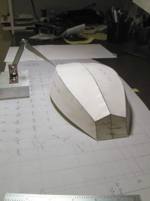 Model glued to reference-lined vellum.