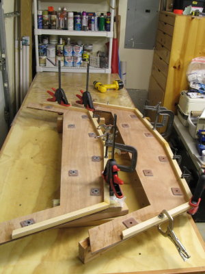 Frame C gets some backing for screws, in glue-up phase.