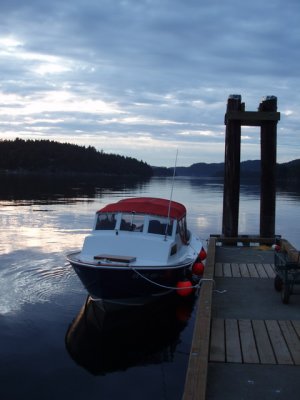 Evening of the first day, in Montague Harbour on a friend's dock.
