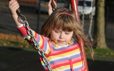 Heather on the swings