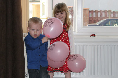 Heather & Josh having a balloon fight