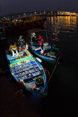 fish market on a boat 