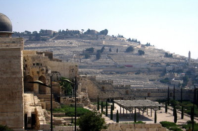 Parc archlogique du Temple et vue sur le cimetire du Mont des Oliviers