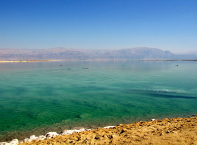 Regard vers la rive de la Jordanie (Mer Morte)