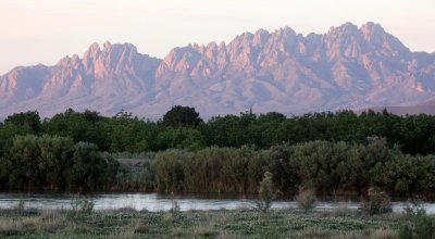 LAS CRUCES NEW MEXICO - VIEWS OF ORGAN MOUNTAINS FROM MESILLA VALLEY BOSQUE STATE PARK.JPG
