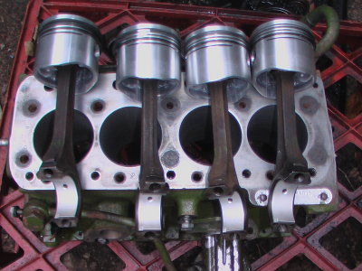 Pistons and connecting rods.