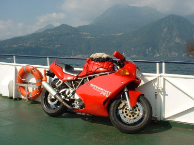 Ducati 900SS on ferry.
