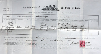 Hildas Birth Certificate