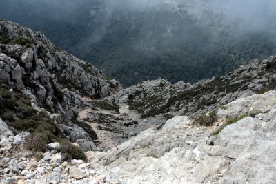 Looking down Puig Tomir