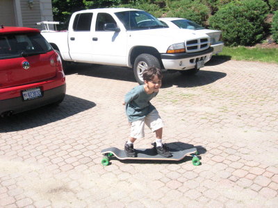 Cooper on the longboard