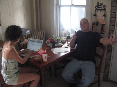 Kenya and Luke in Brett's kitchen