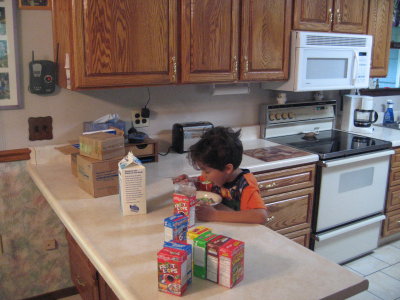 Cooper having his breakfast