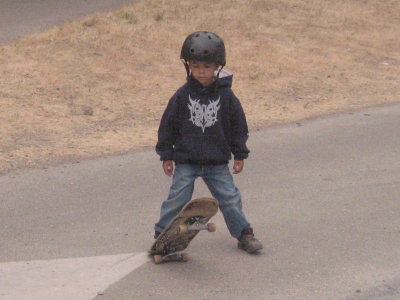 Cooper learning to skateboard