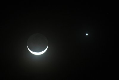 Moon with slight Earthshine and Venus