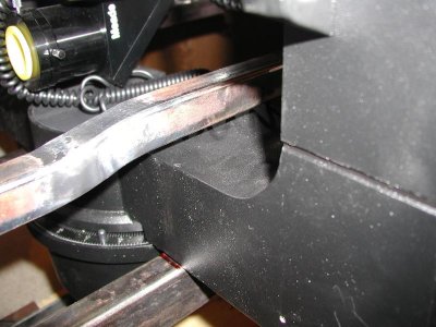 Close up of scope fork and cradle