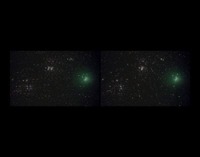 Comet 103P in the Perseus Double Star Cluster