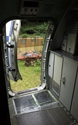 Looking outside from the front starboard hatch.