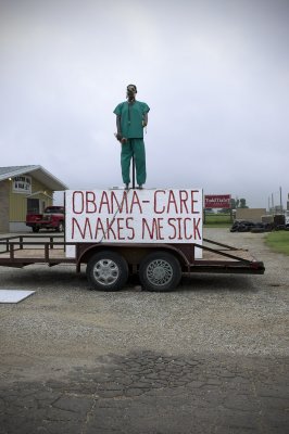 Roadside political commentary on Obama-Care, Pratt.